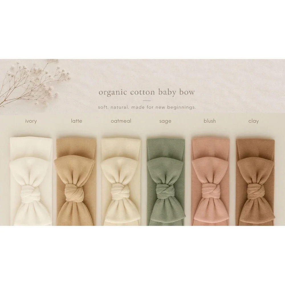 Organic Cotton Natural Baby Girl Bow | Sustainably Made Newborn Headband